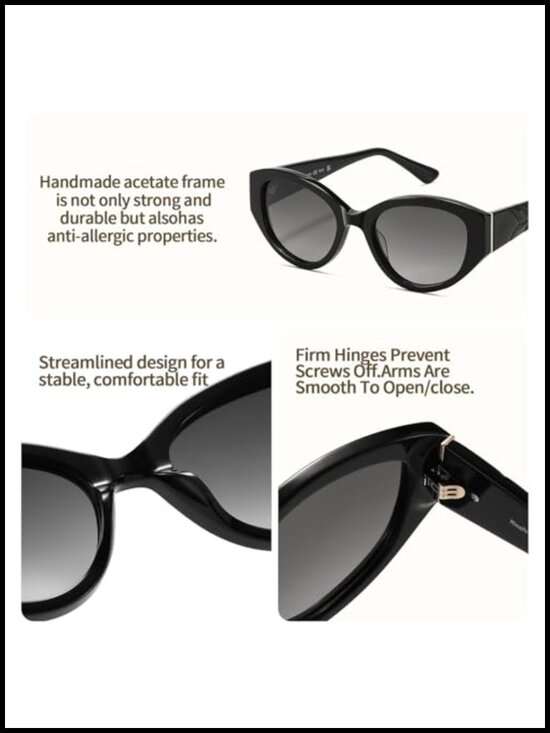 Polarized Cat Eye Sunglasses UV400 Protection Italian Acetate Frame main image 4